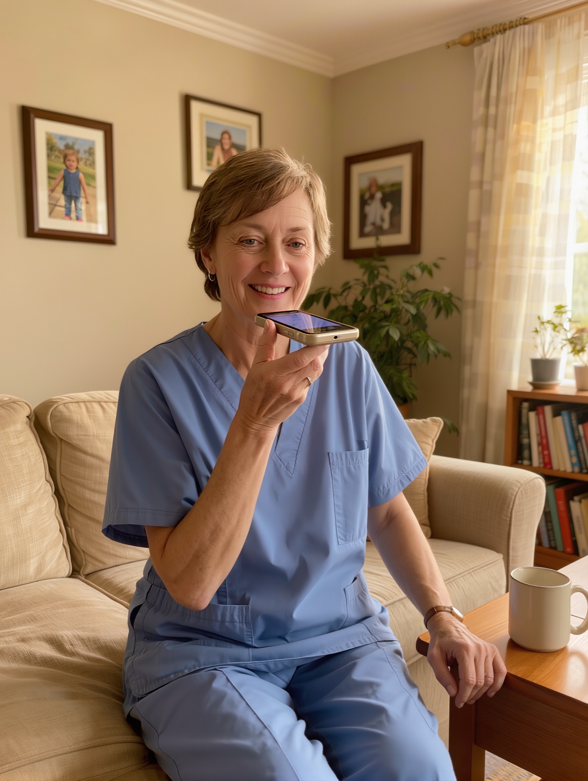 Hospice nurse recording a visit from a patient’s home